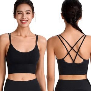 3 black padded sports bras